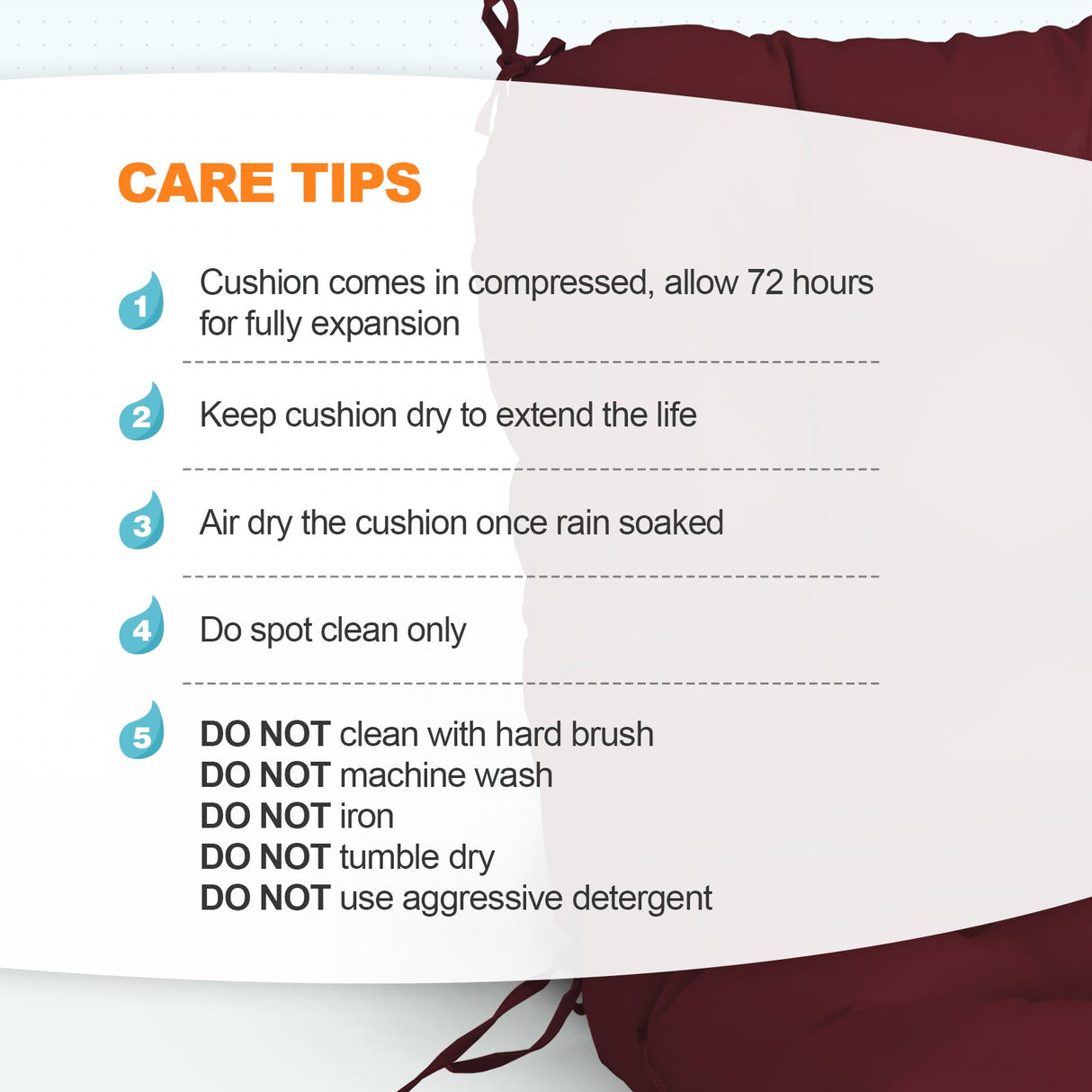 Tufted Outdoor/Indoor Seat/Back Chair Cushion, Set of 2, 42'' x 21'' - Eagle Peak Custom Canopy Tent