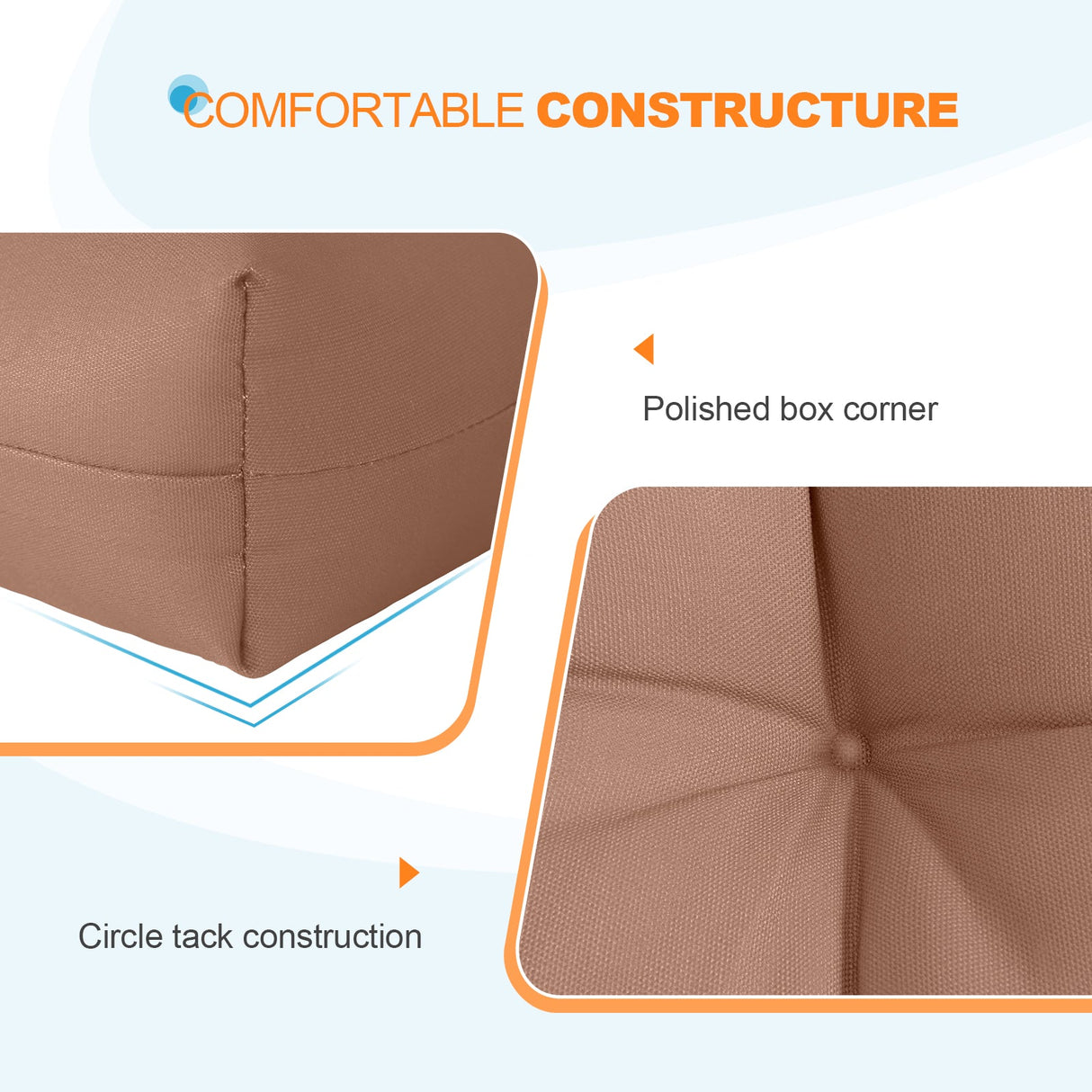 Tufted Outdoor/Indoor Seat/Back Chair Cushion, Set of 2, 42'' x 21'' - Eagle Peak Custom Canopy Tent