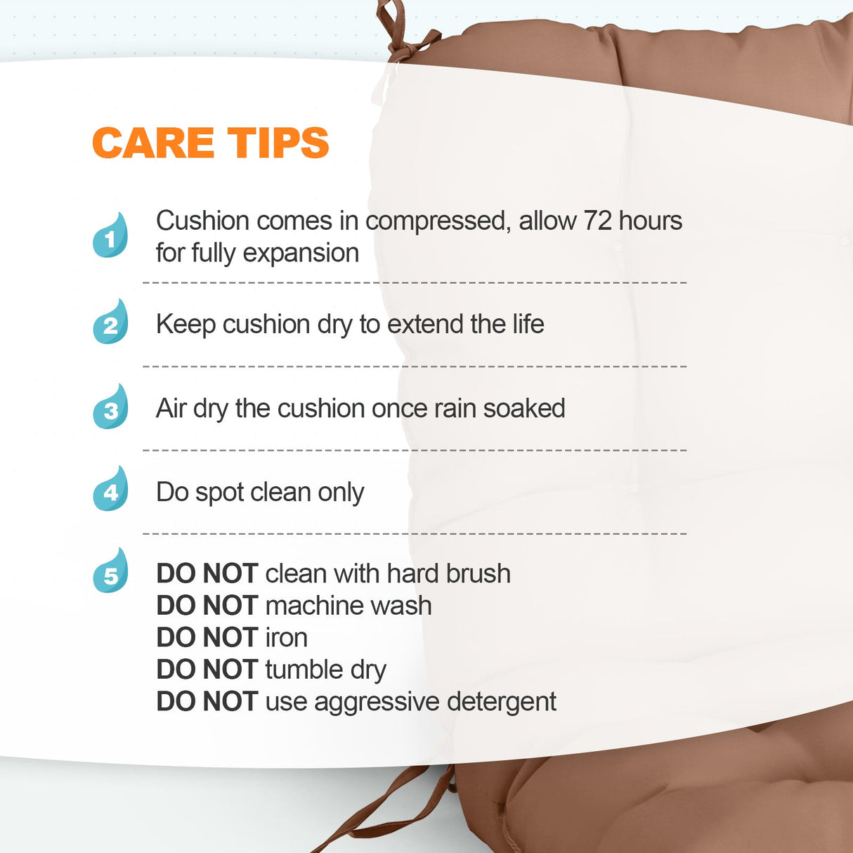 Tufted Outdoor/Indoor Seat/Back Chair Cushion, Set of 2, 42'' x 21'' - Eagle Peak Custom Canopy Tent