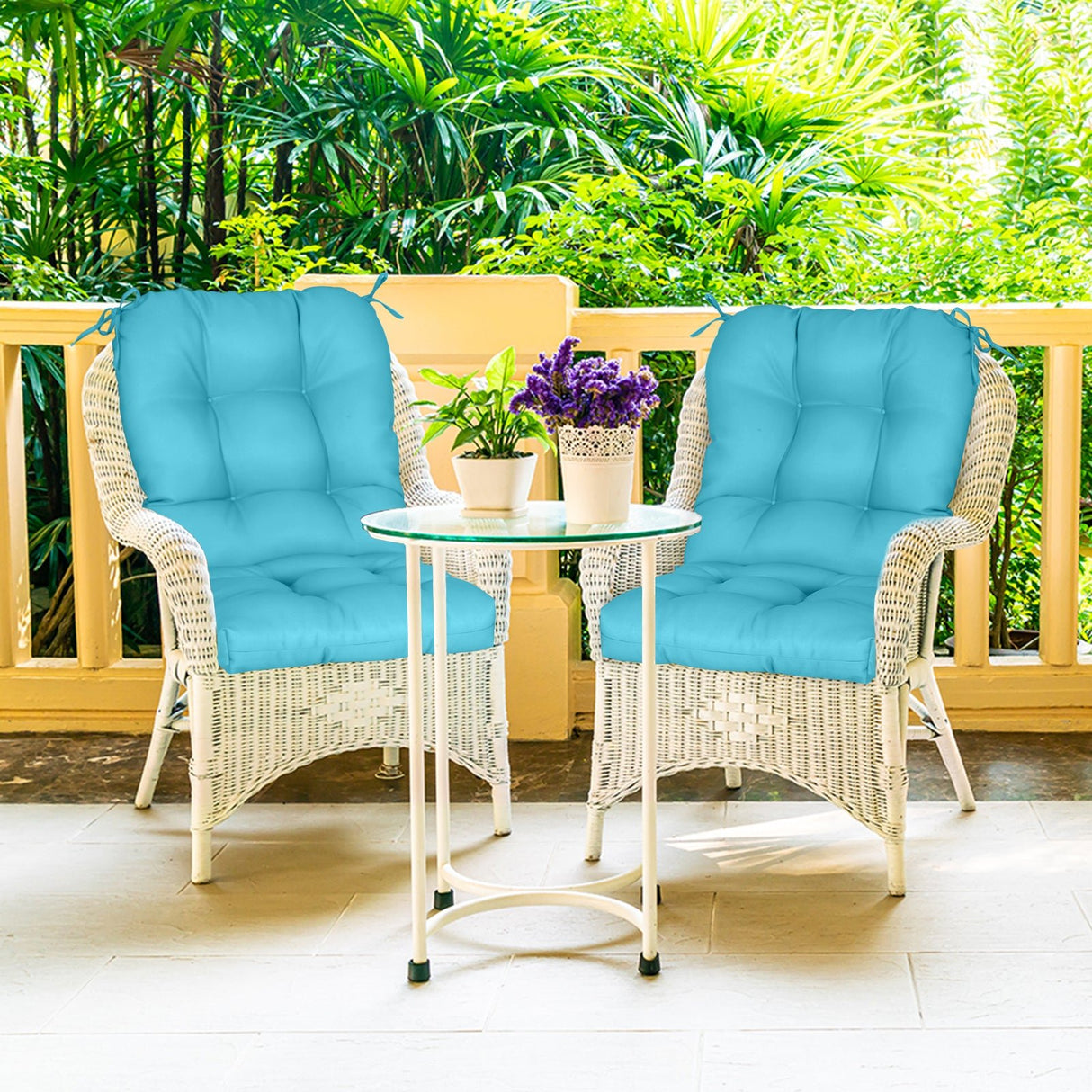 Tufted Outdoor/Indoor Seat/Back Chair Cushion, Set of 2, 42'' x 21'' - Eagle Peak Custom Canopy Tent