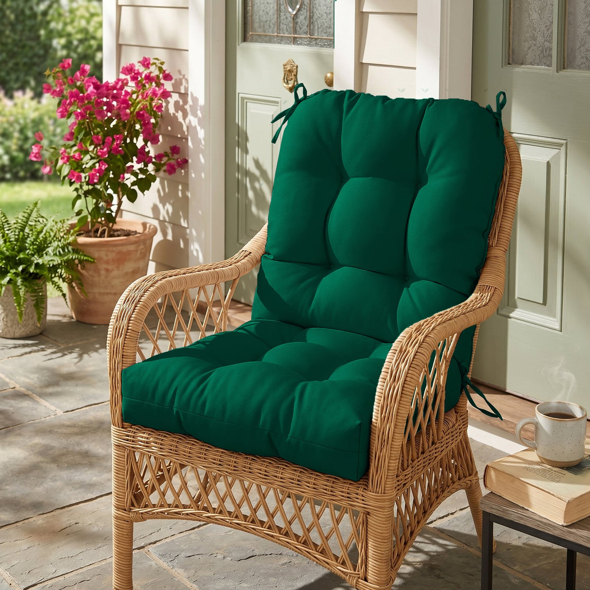 Tufted Outdoor/Indoor Seat/Back Chair Cushion, Set of 2, 42'' x 21'' - Eagle Peak