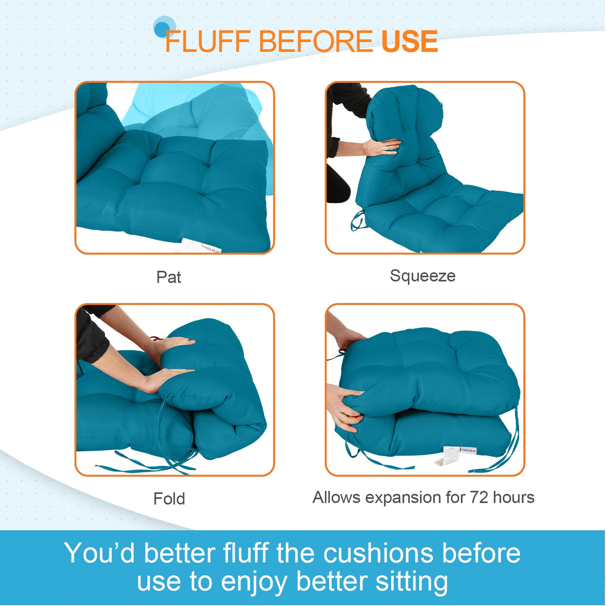 Tufted Outdoor/Indoor Seat/Back Chair Cushion, Set of 2, 42'' x 21'' - Eagle Peak Custom Canopy Tent