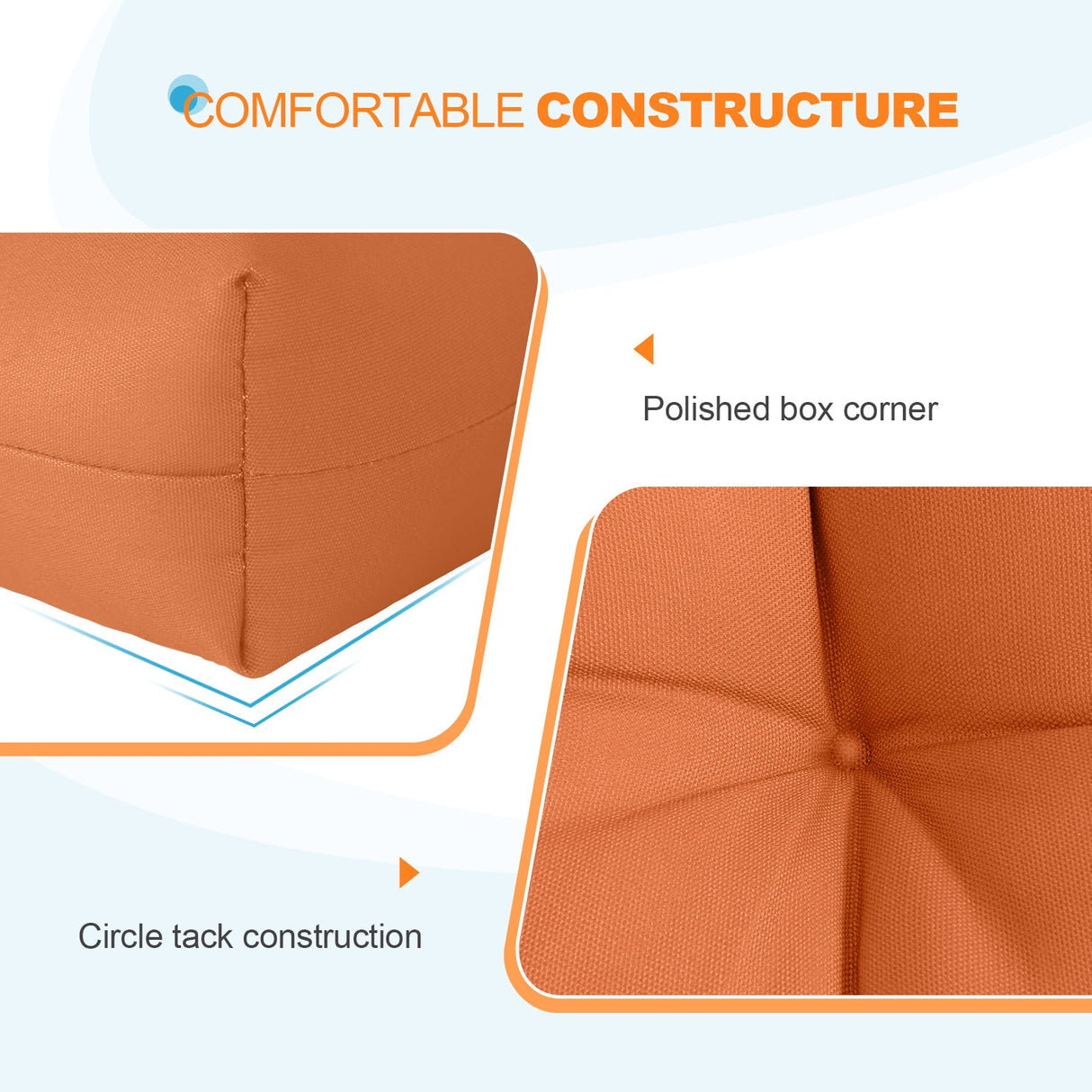 Tufted Outdoor/Indoor Seat/Back Chair Cushion, Set of 2, 42'' x 21'' - Eagle Peak Custom Canopy Tent