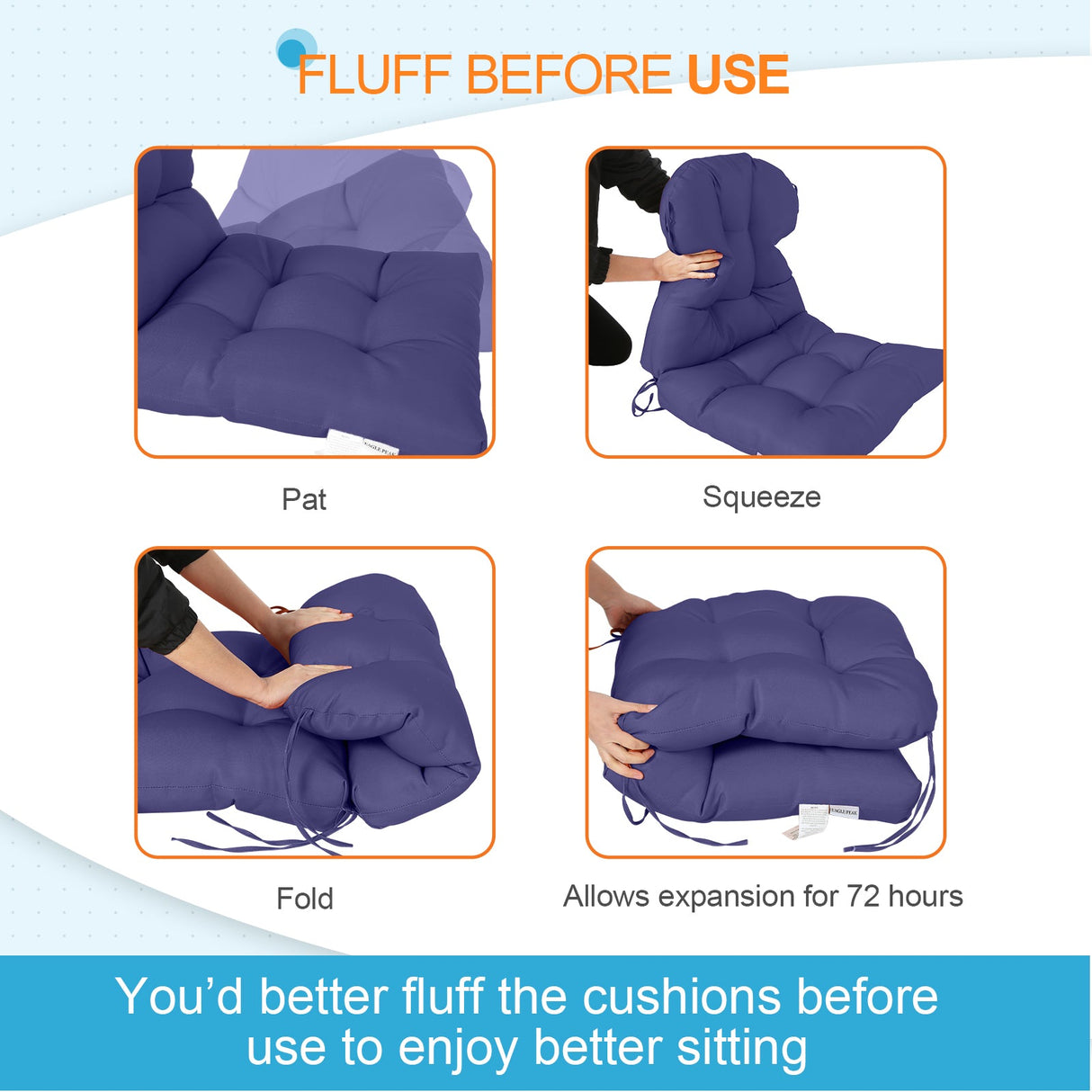 Tufted Outdoor/Indoor Seat/Back Chair Cushion, Set of 2, 42'' x 21'' - Eagle Peak Custom Canopy Tent