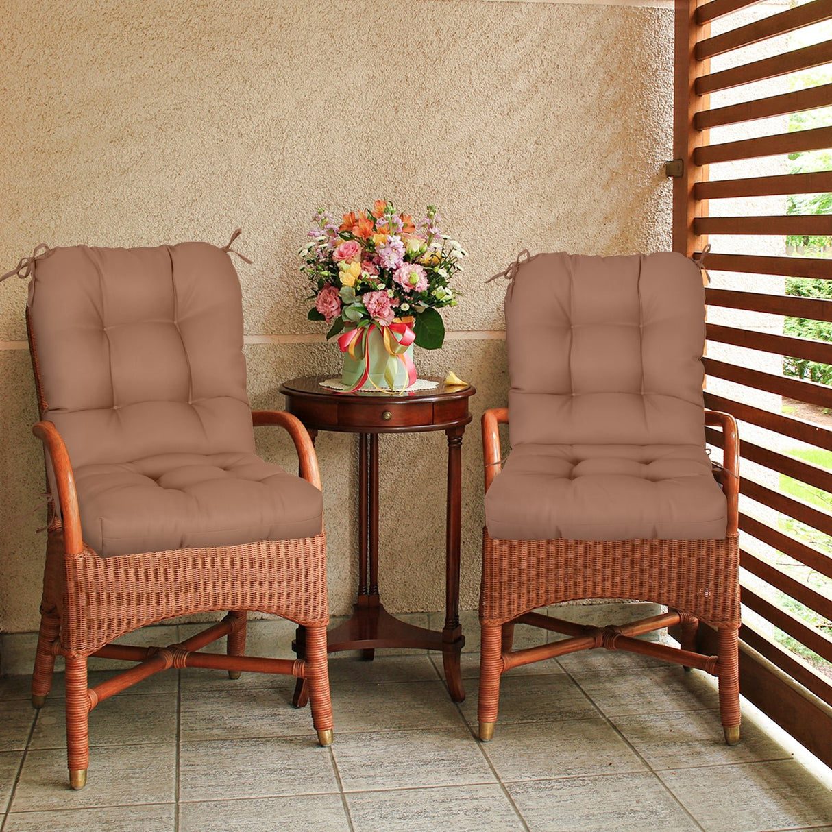 Tufted Outdoor/Indoor Seat/Back Chair Cushion, Set of 2, 42'' x 21'' - Eagle Peak Custom Canopy Tent