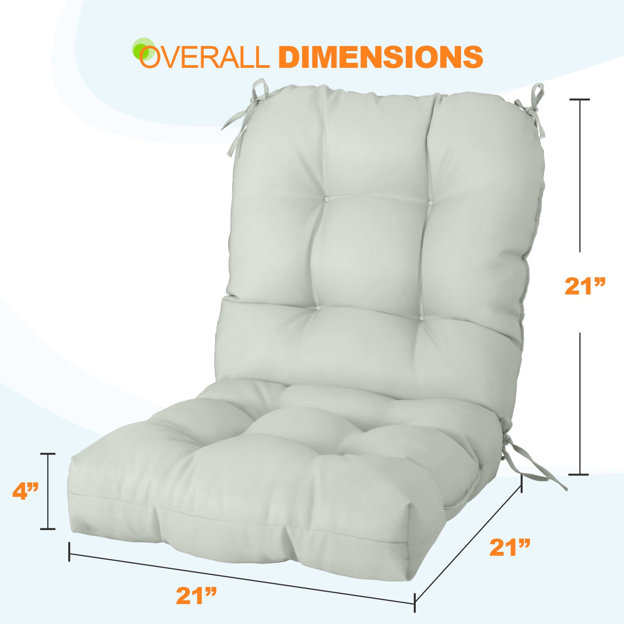 Tufted Outdoor/Indoor Seat/Back Chair Cushion, Set of 2, 42'' x 21'' - Eagle Peak Custom Canopy Tent