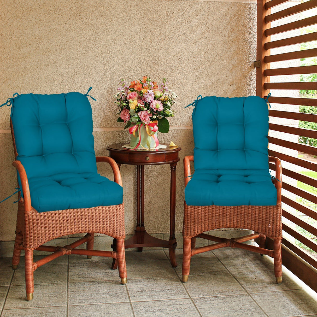 Tufted Outdoor/Indoor Seat/Back Chair Cushion, Set of 2, 42'' x 21'' - Eagle Peak Custom Canopy Tent