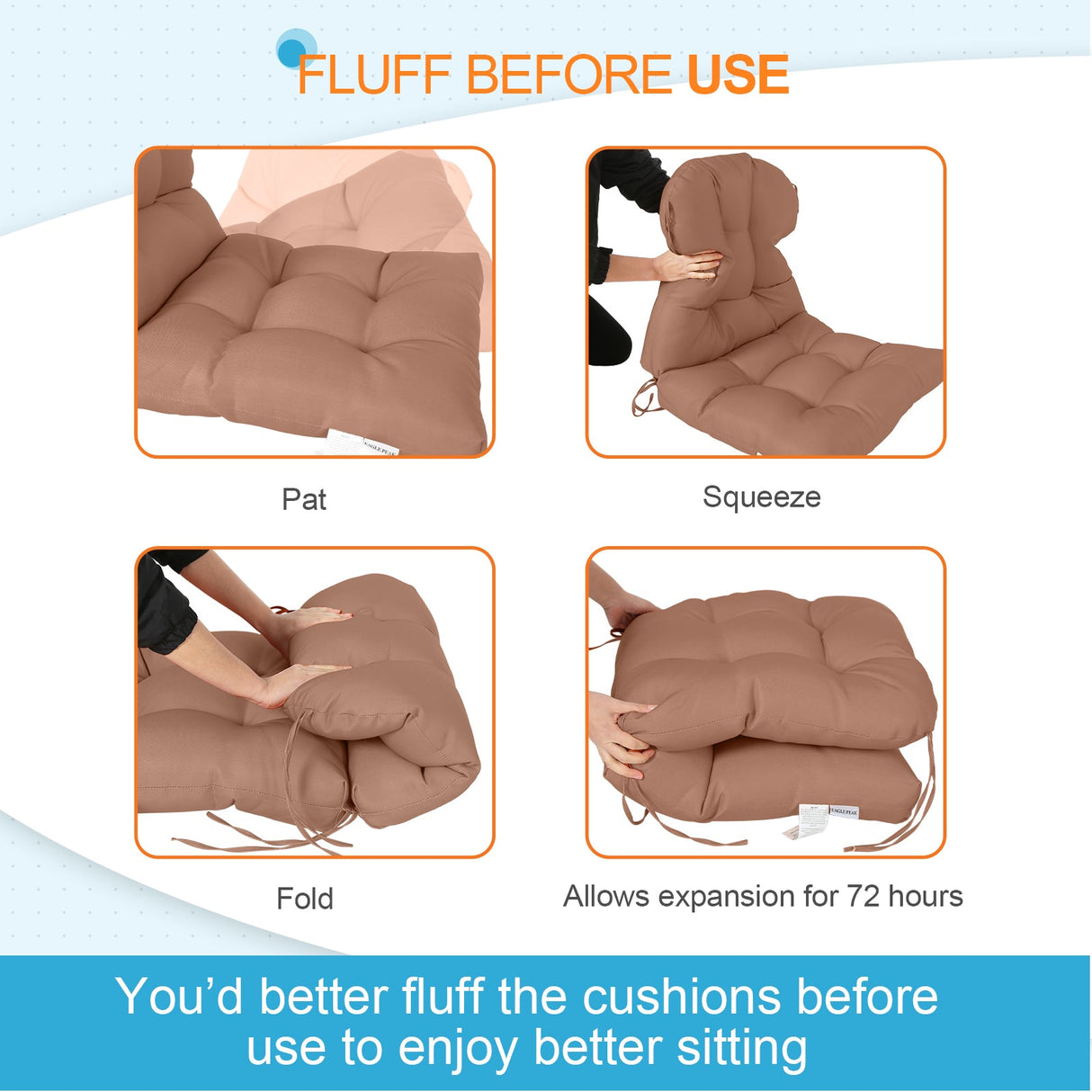 Tufted Outdoor/Indoor Seat/Back Chair Cushion, Set of 2, 42'' x 21'' - Eagle Peak Custom Canopy Tent