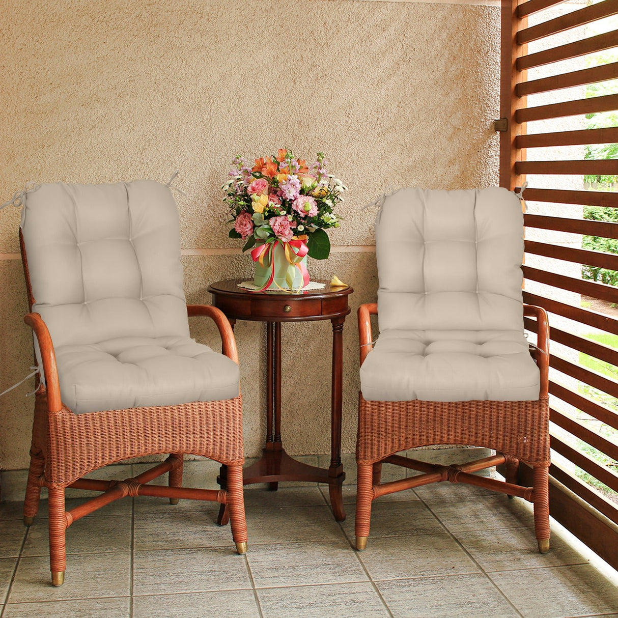 Tufted Outdoor/Indoor Seat/Back Chair Cushion, Set of 2, 42'' x 21'' - Eagle Peak Custom Canopy Tent