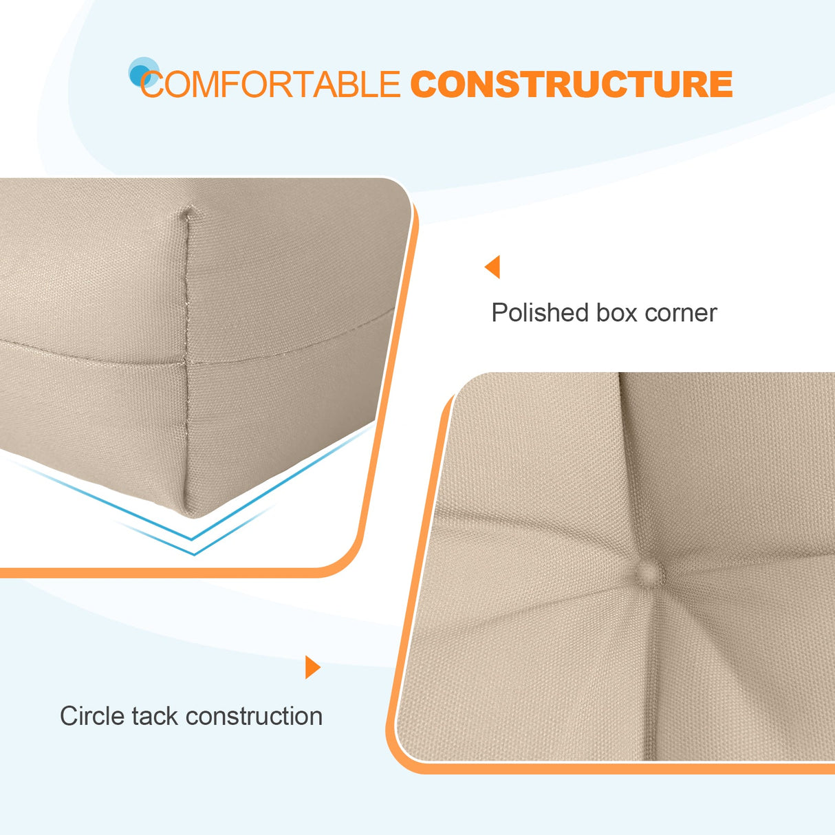 Tufted Outdoor/Indoor Seat/Back Chair Cushion, Set of 2, 42'' x 21'' - Eagle Peak Custom Canopy Tent