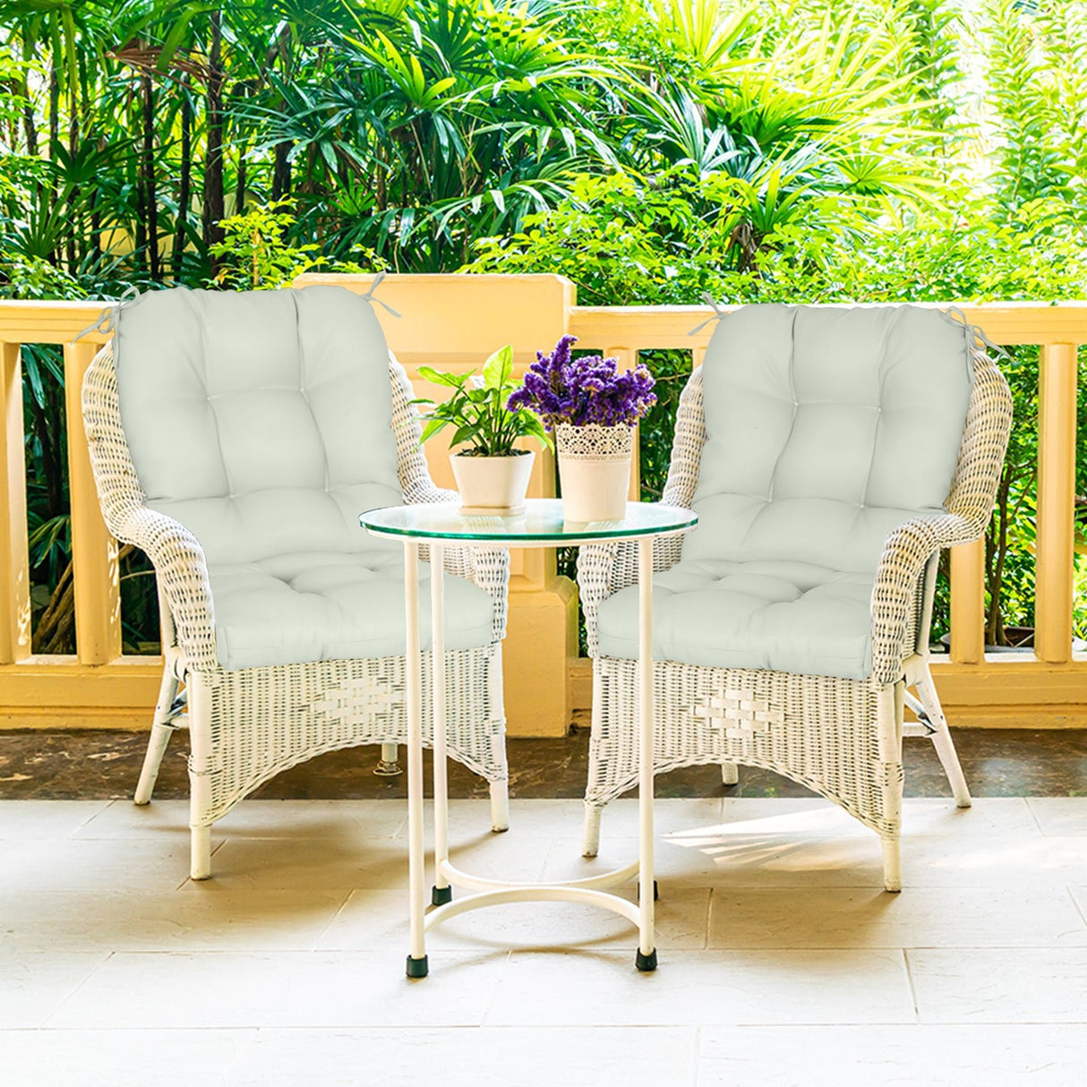 Tufted Outdoor/Indoor Seat/Back Chair Cushion, Set of 2, 42'' x 21'' - Eagle Peak Custom Canopy Tent