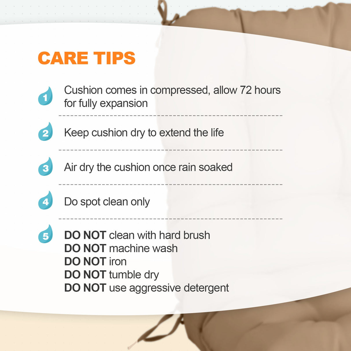 Tufted Outdoor/Indoor Seat/Back Chair Cushion, Set of 2, 42'' x 21'' - Eagle Peak Custom Canopy Tent