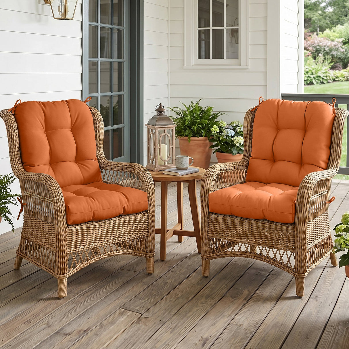 Tufted Outdoor/Indoor Seat/Back Chair Cushion, Set of 2, 42'' x 21'' - Eagle Peak