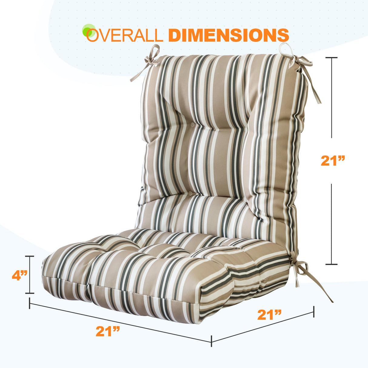 Tufted Outdoor/Indoor Seat/Back Chair Cushions, Set of 1, 42'' x 21'' - Eagle Peak Custom Canopy Tent