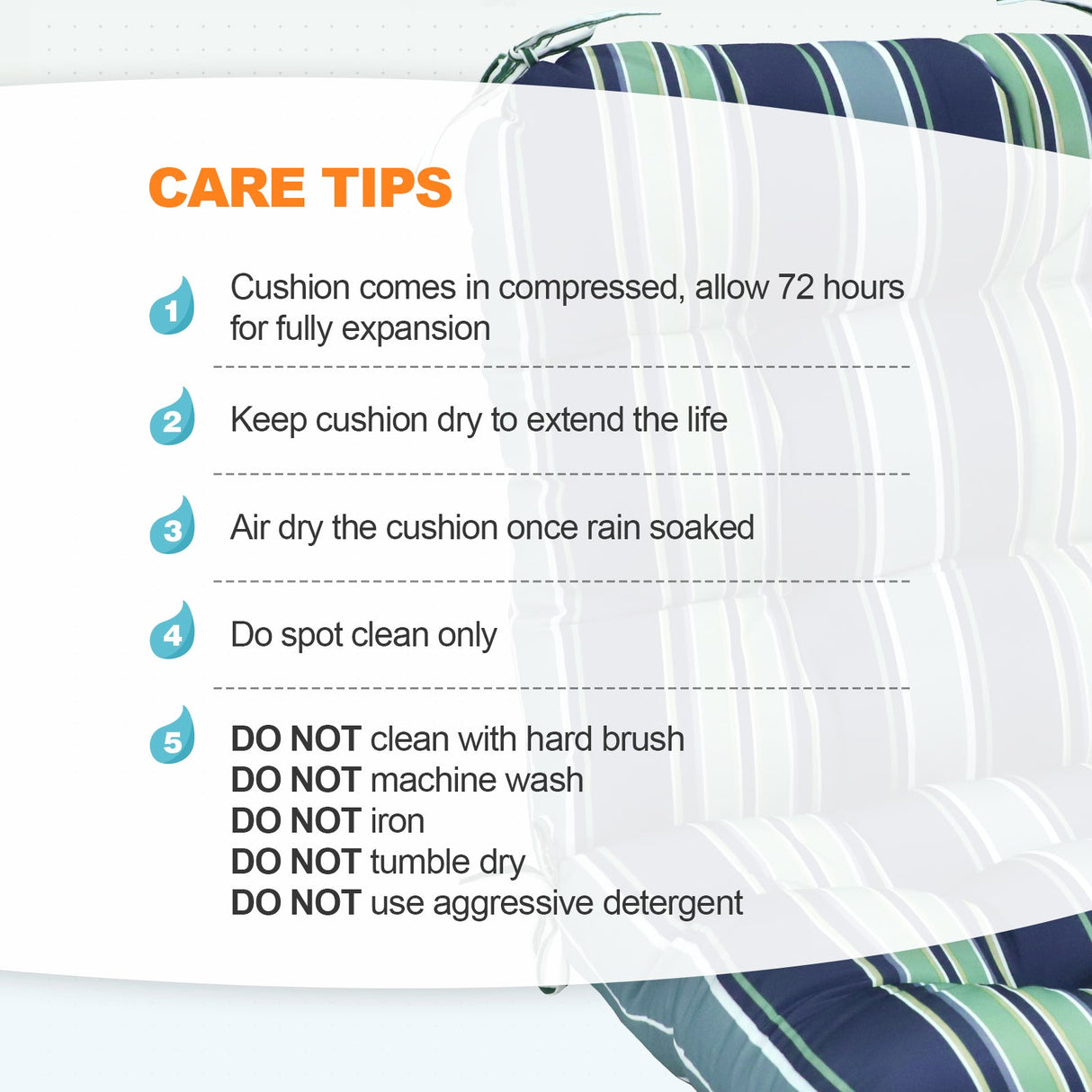 Tufted Outdoor/Indoor Seat/Back Chair Cushions, Set of 2, 42'' x 21'' - Eagle Peak Custom Canopy Tent