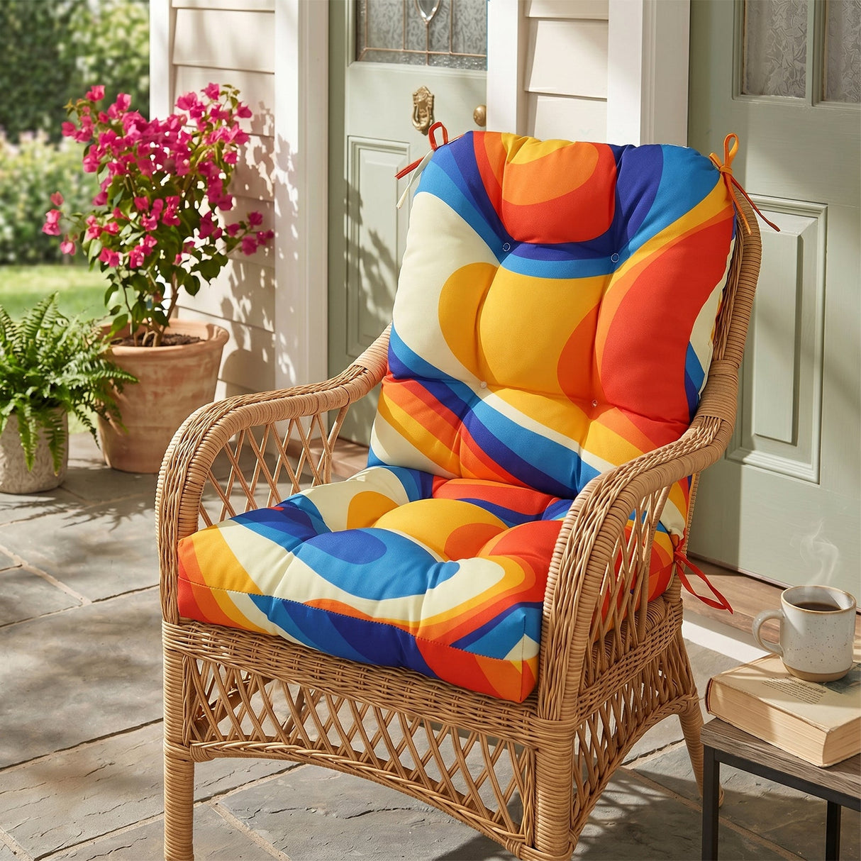 Tufted Outdoor/Indoor Seat/Back Chair Cushions, Set of 2, 42'' x 21'' - Eagle Peak