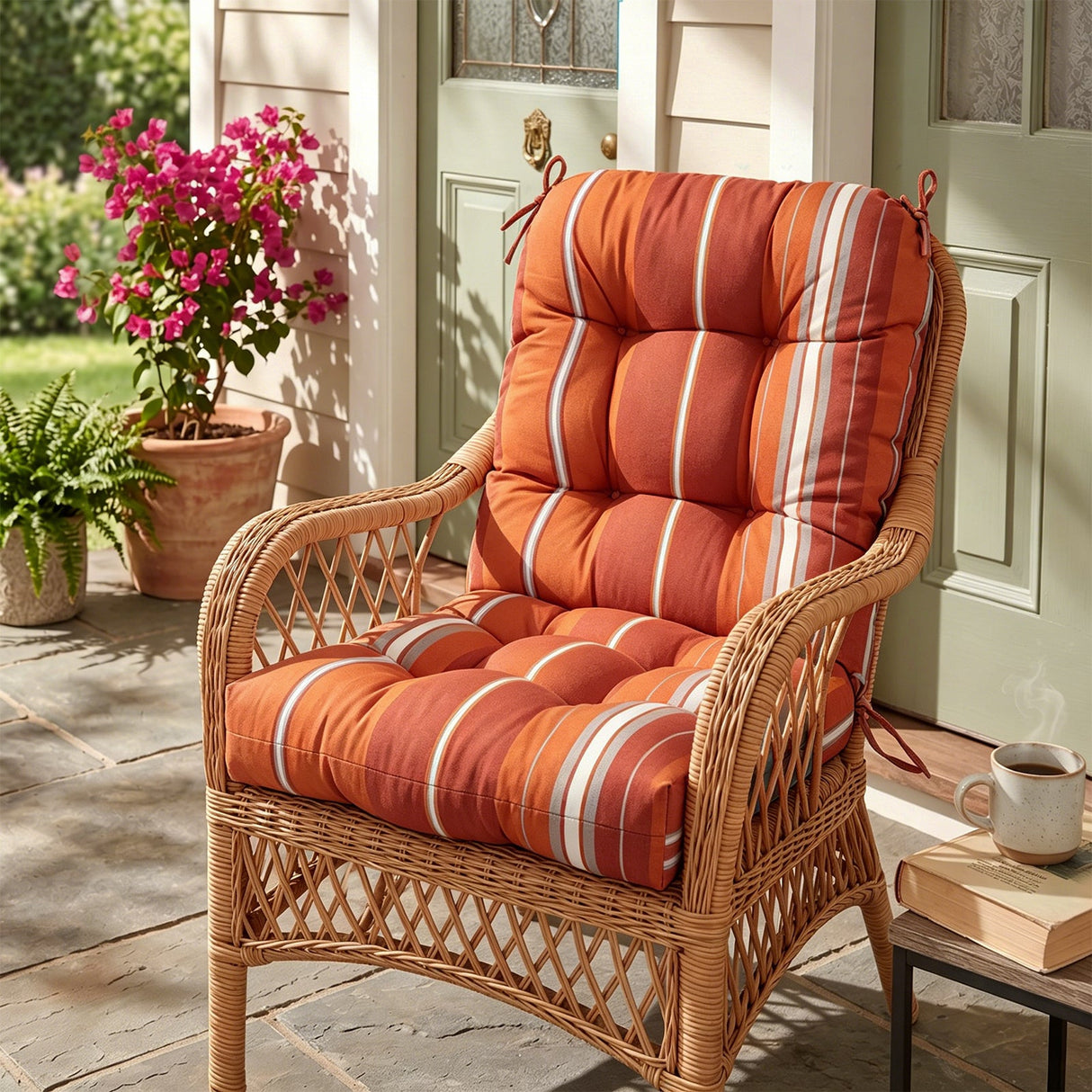 Tufted Outdoor/Indoor Seat/Back Chair Cushions, Set of 2, 42'' x 21'' - Eagle Peak