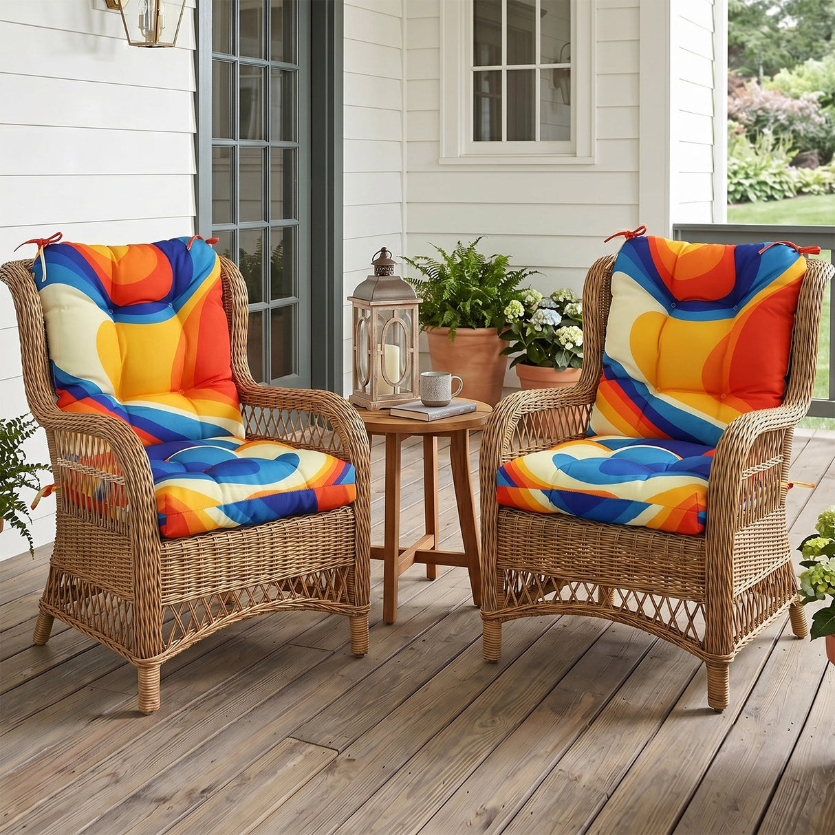 Tufted Outdoor/Indoor Seat/Back Chair Cushions, Set of 2, 42'' x 21'' - Eagle Peak