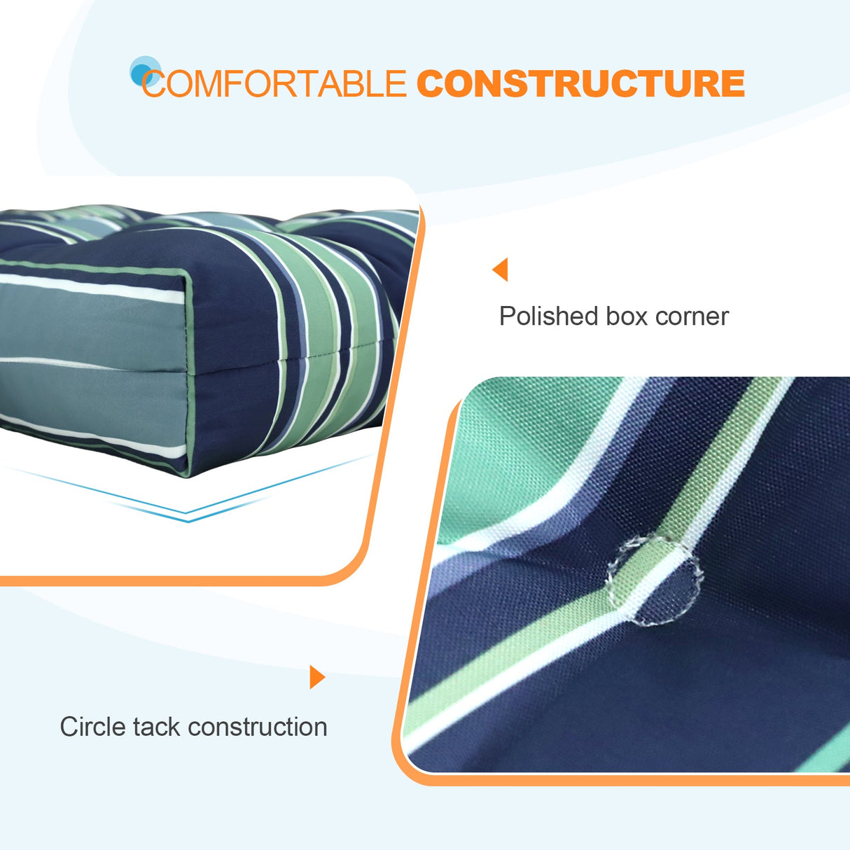 Tufted Outdoor/Indoor Seat/Back Chair Cushions, Set of 2, 42'' x 21'' - Eagle Peak Custom Canopy Tent