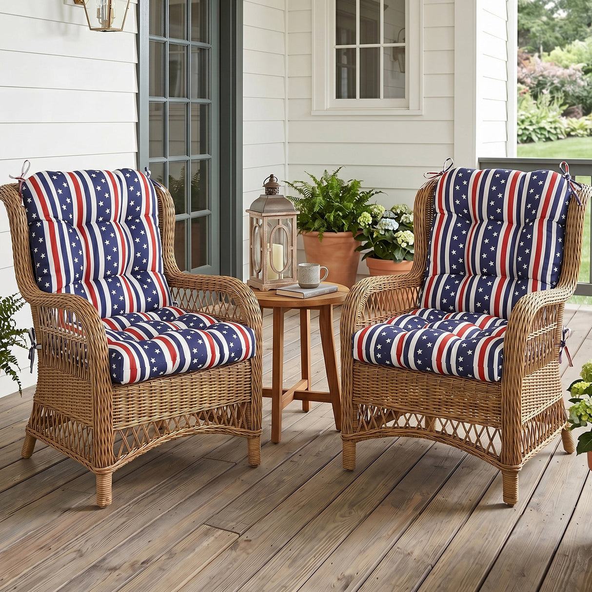 Tufted Outdoor/Indoor Seat/Back Chair Cushions, Set of 2, 42'' x 21'' - Eagle Peak