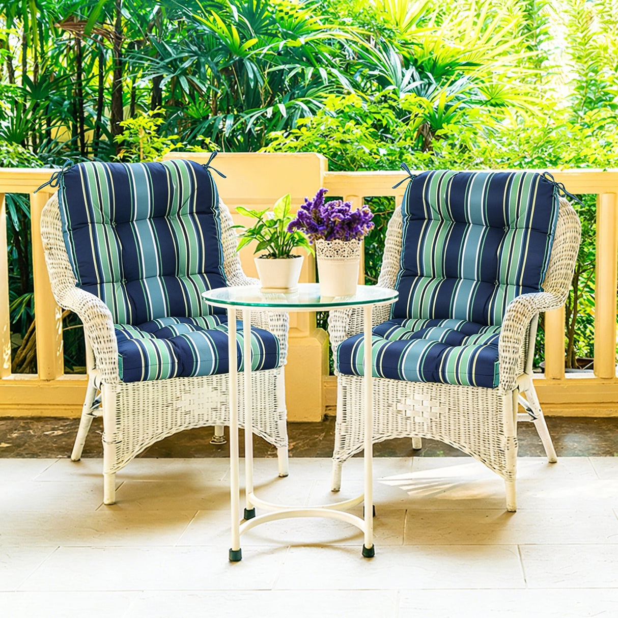 Tufted Outdoor/Indoor Seat/Back Chair Cushions, Set of 2, 42'' x 21'' - Eagle Peak Custom Canopy Tent