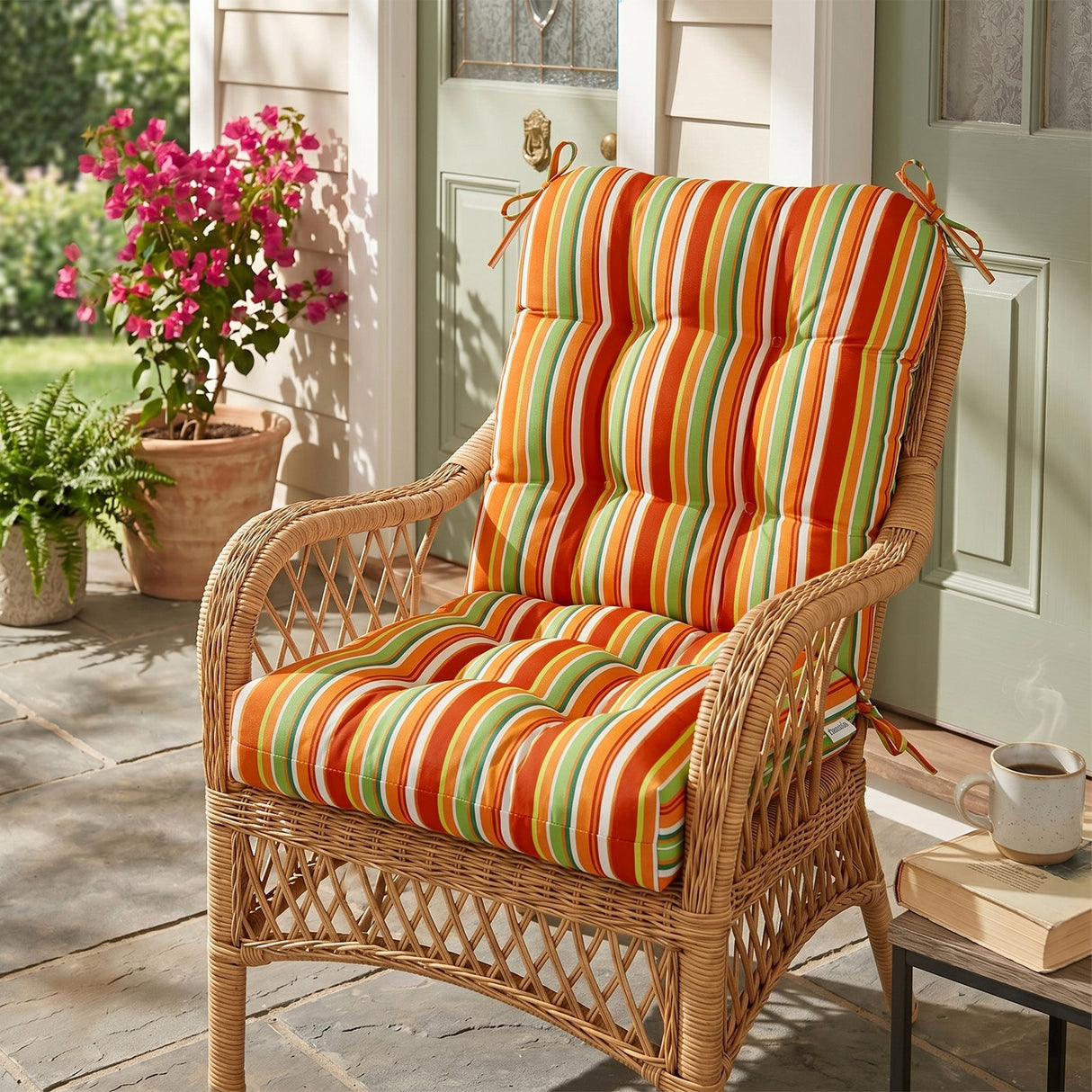 Tufted Outdoor/Indoor Seat/Back Chair Cushions, Set of 2, 42'' x 21'' - Eagle Peak