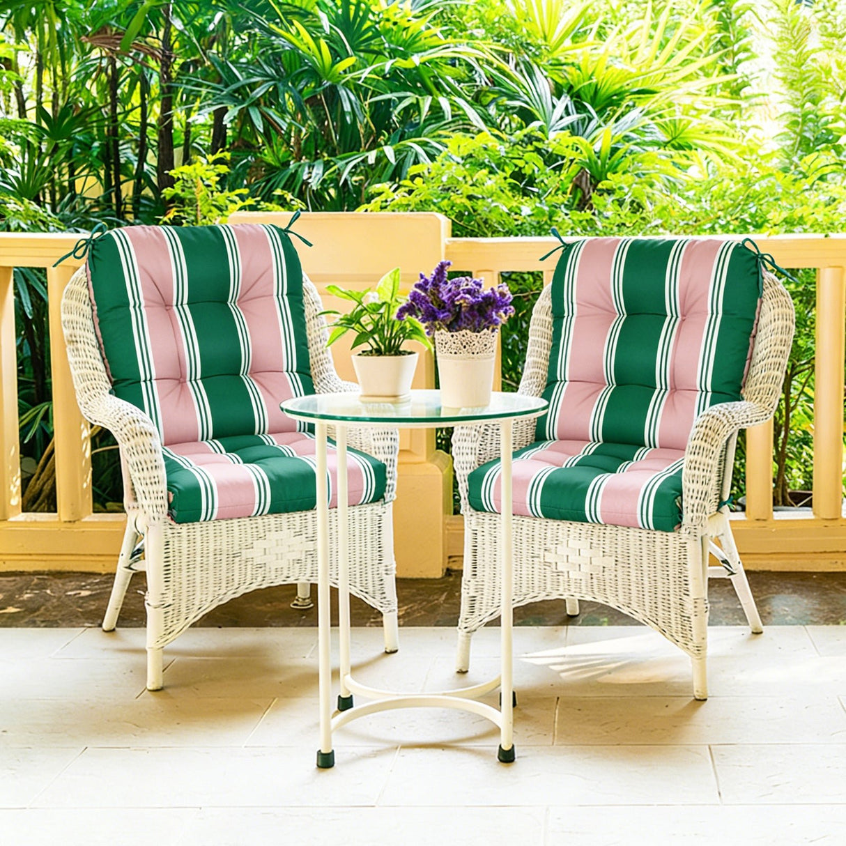 Tufted Outdoor/Indoor Seat/Back Chair Cushions, Set of 2, 42'' x 21'' - Eagle Peak Custom Canopy Tent