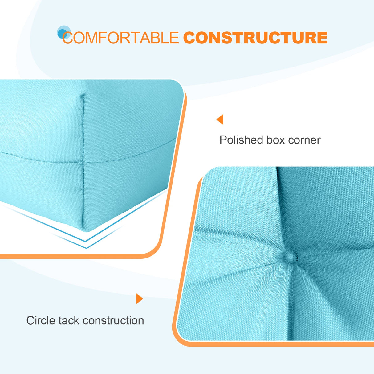 Tufted Outdoor/Indoor Seat/Back Chair Cushions, Set of 4, 42'' x 21'' - Eagle Peak Custom Canopy Tent