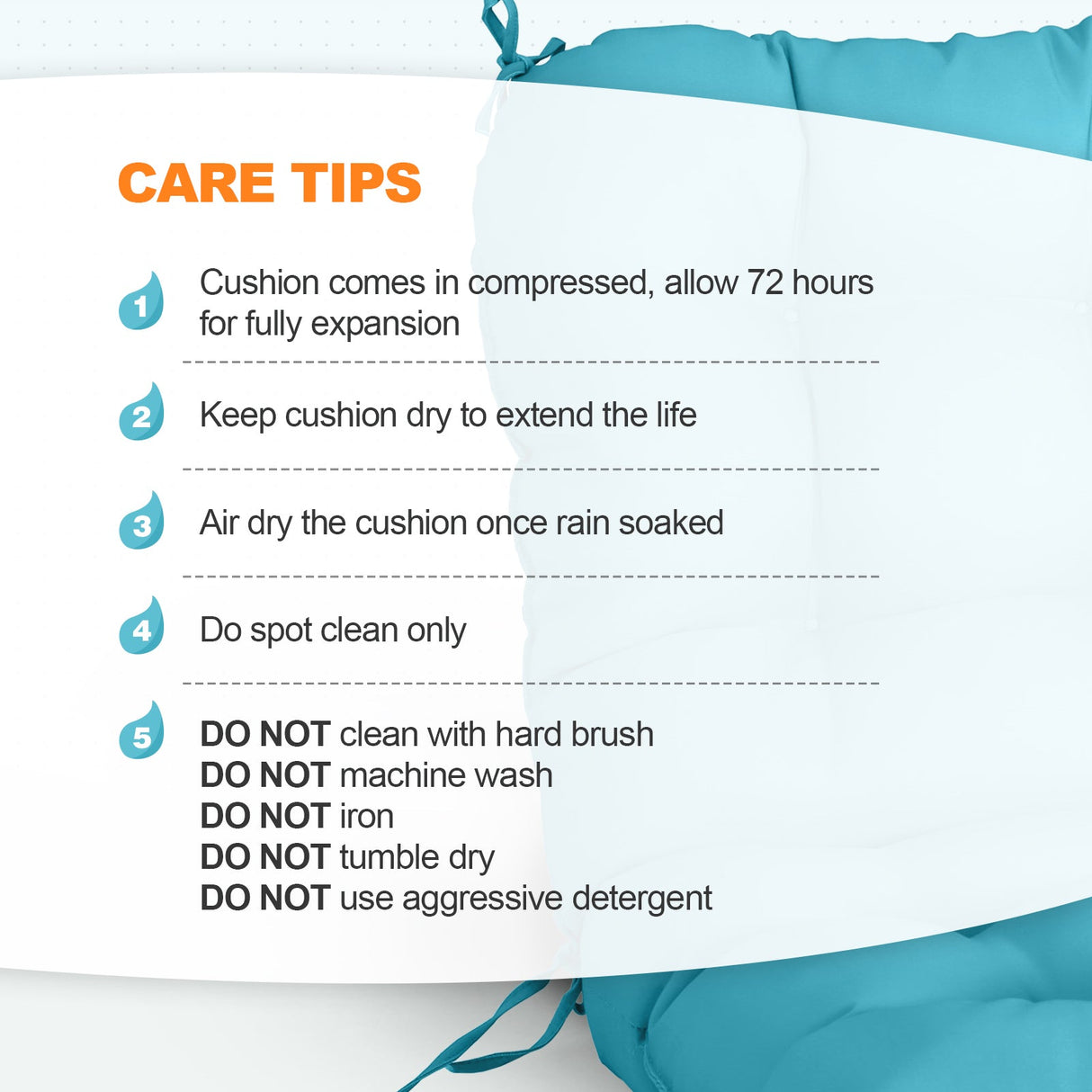 Tufted Outdoor/Indoor Seat/Back Chair Cushions, Set of 4, 42'' x 21'' - Eagle Peak Custom Canopy Tent