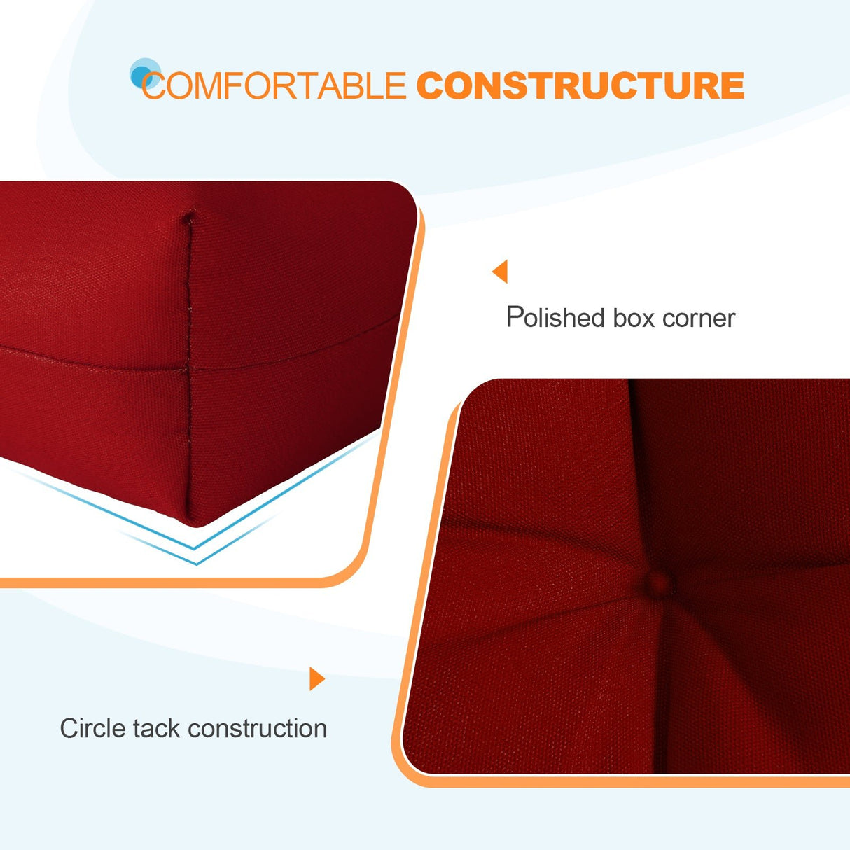 Tufted Outdoor/Indoor Seat/Back Chair Cushions, Set of 4, 42'' x 21'' - Eagle Peak Custom Canopy Tent