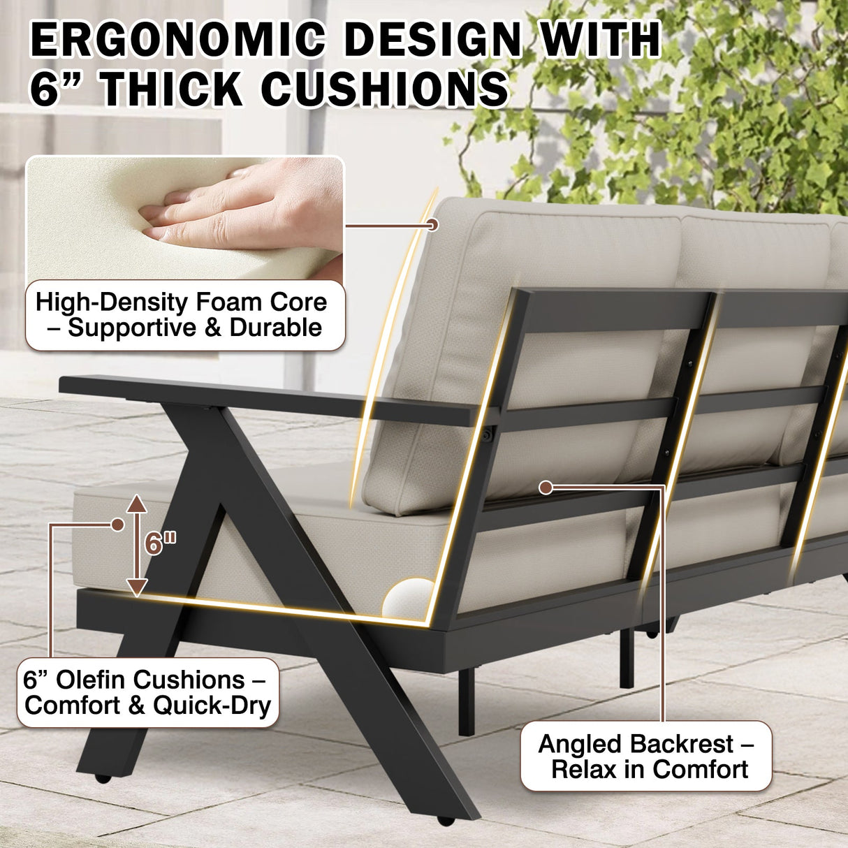 Urban Slate 2 Piece Modern Outdoor Patio Furniture Set, Couch and Coffee Table Set - Eagle Peak Custom Canopy Tent