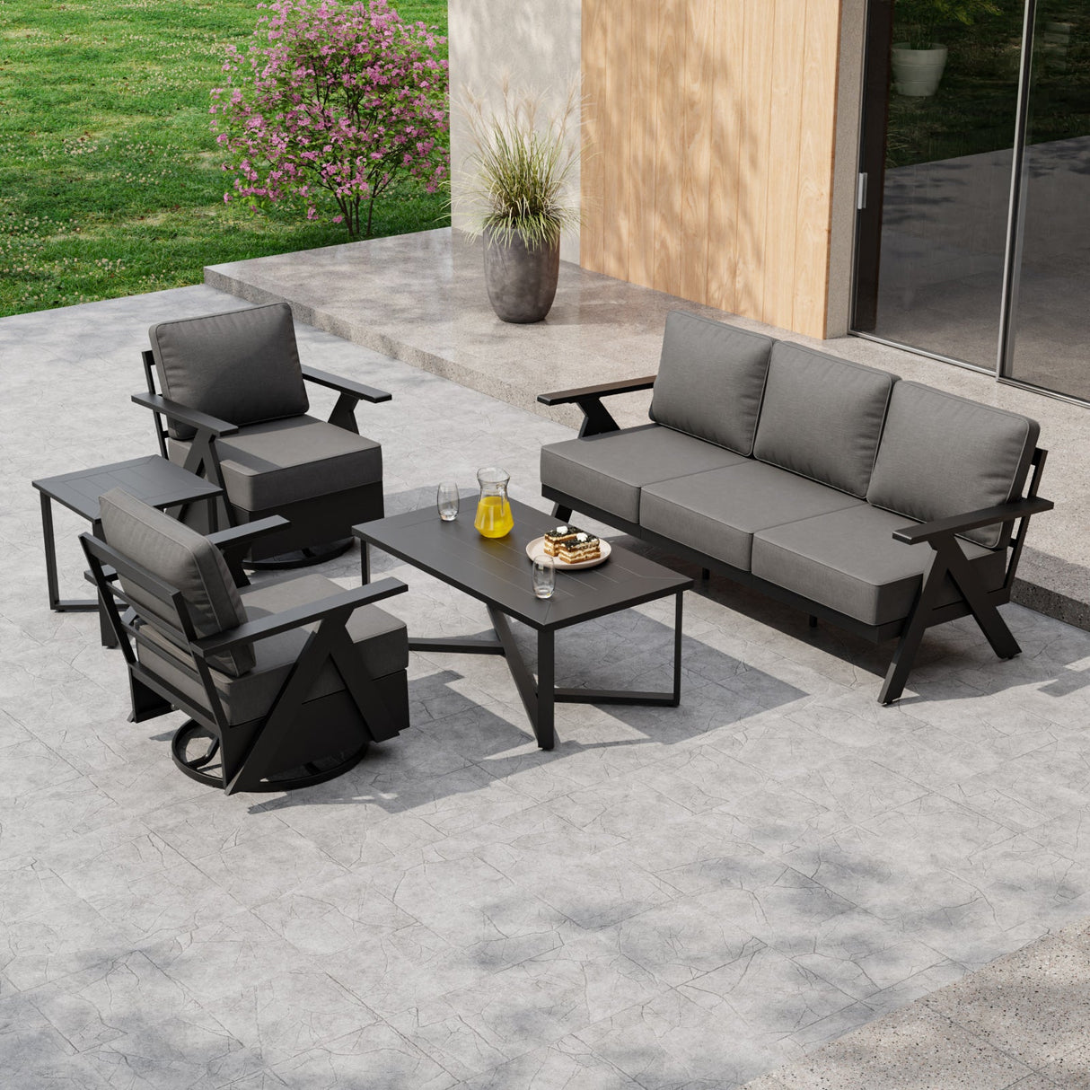 Urban Slate 5 Piece Modern Outdoor Patio Furniture Set - Eagle Peak Custom Canopy Tent