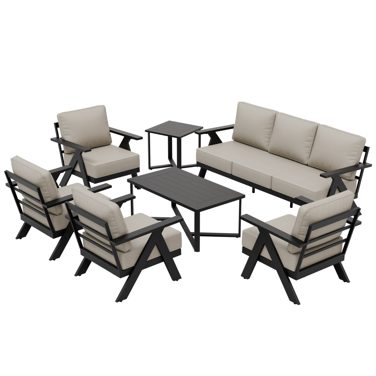 Urban Slate 7 Piece Modern Outdoor Patio Furniture Set - Eagle Peak Custom Canopy Tent