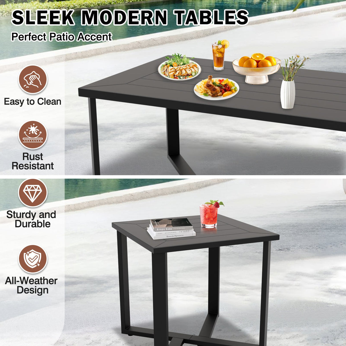 Urban Slate 7 Piece Modern Outdoor Patio Furniture Set - Eagle Peak Custom Canopy Tent