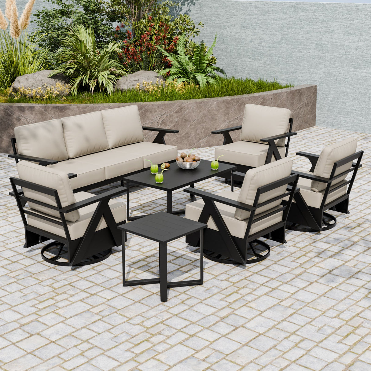 Urban Slate 7 Piece Modern Outdoor Patio Furniture Set - Eagle Peak Custom Canopy Tent