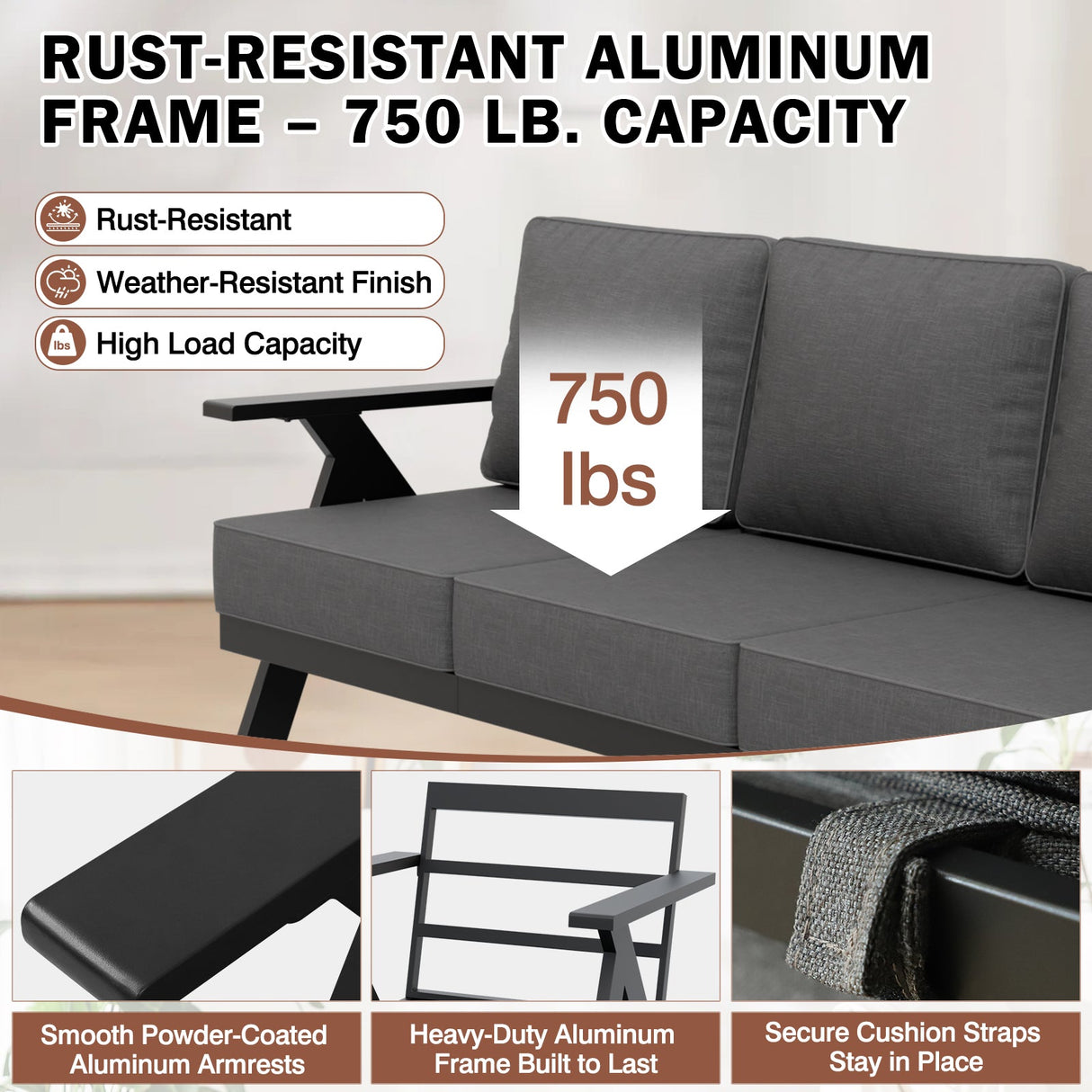 Urban Slate Modern Patio Couch Outdoor Sofa - Eagle Peak Custom Canopy Tent