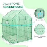 Walk In 3 - Tier Greenhouse with Wire Shelves, 56"x56"x76" - Eagle Peak