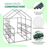 Walk In 3 - Tier Greenhouse with Wire Shelves, 56"x56"x76" - Eagle Peak