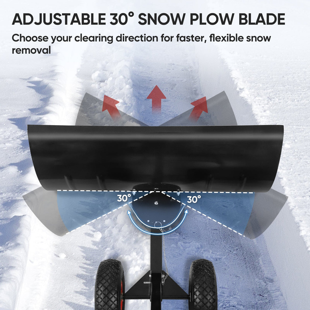 Wheeled Snow Shovel for Driveway 29”x16.5” Blade, Single/Dual Rod - Eagle Peak Custom Canopy Tent
