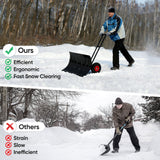 Wheeled Snow Shovel for Driveway 29”x16.5” Blade, Single/Dual Rod - Eagle Peak Custom Canopy Tent