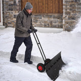 Wheeled Snow Shovel for Driveway 29”x16.5” Blade, Single/Dual Rod - Eagle Peak Custom Canopy Tent