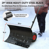 Wheeled Snow Shovel for Driveway 29”x16.5” Blade, Single/Dual Rod - Eagle Peak Custom Canopy Tent