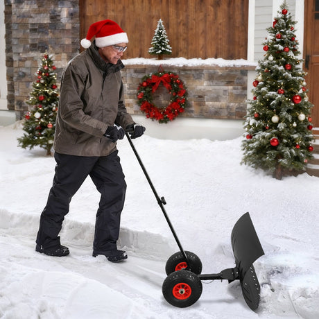 Wheeled Snow Shovel for Driveway 29”x16.5” Blade, Single/Dual Rod - Eagle Peak Custom Canopy Tent