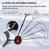Wheeled Snow Shovel for Driveway 29”x16.5” Blade, Single/Dual Rod - Eagle Peak Custom Canopy Tent