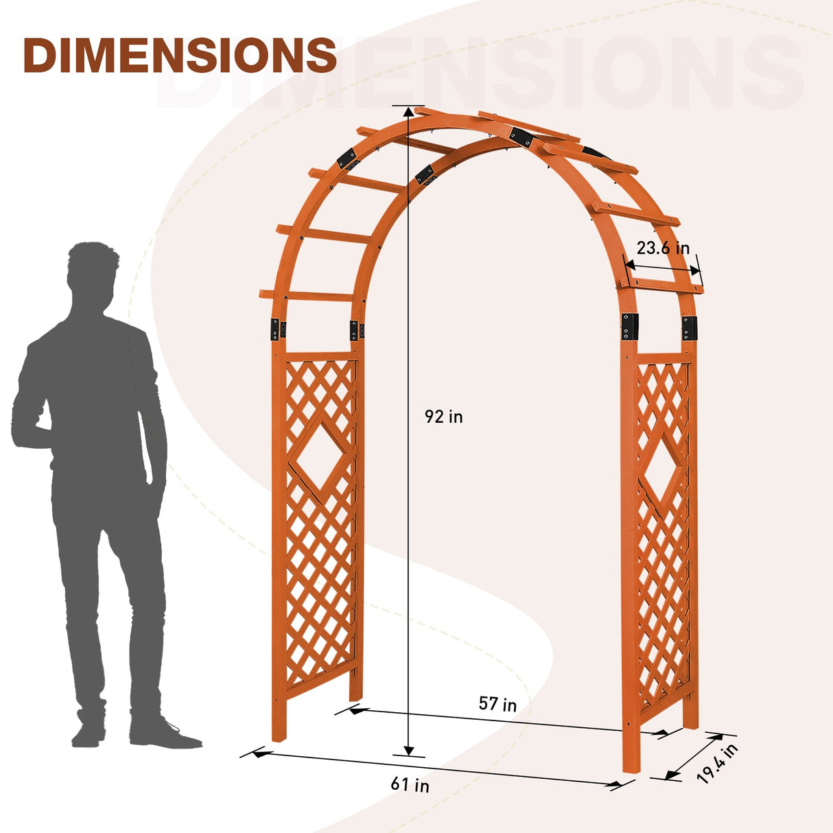 Wood Arbor Garden Trellis Archway, 92 in Wedding Arch - Eagle Peak Custom Canopy Tent
