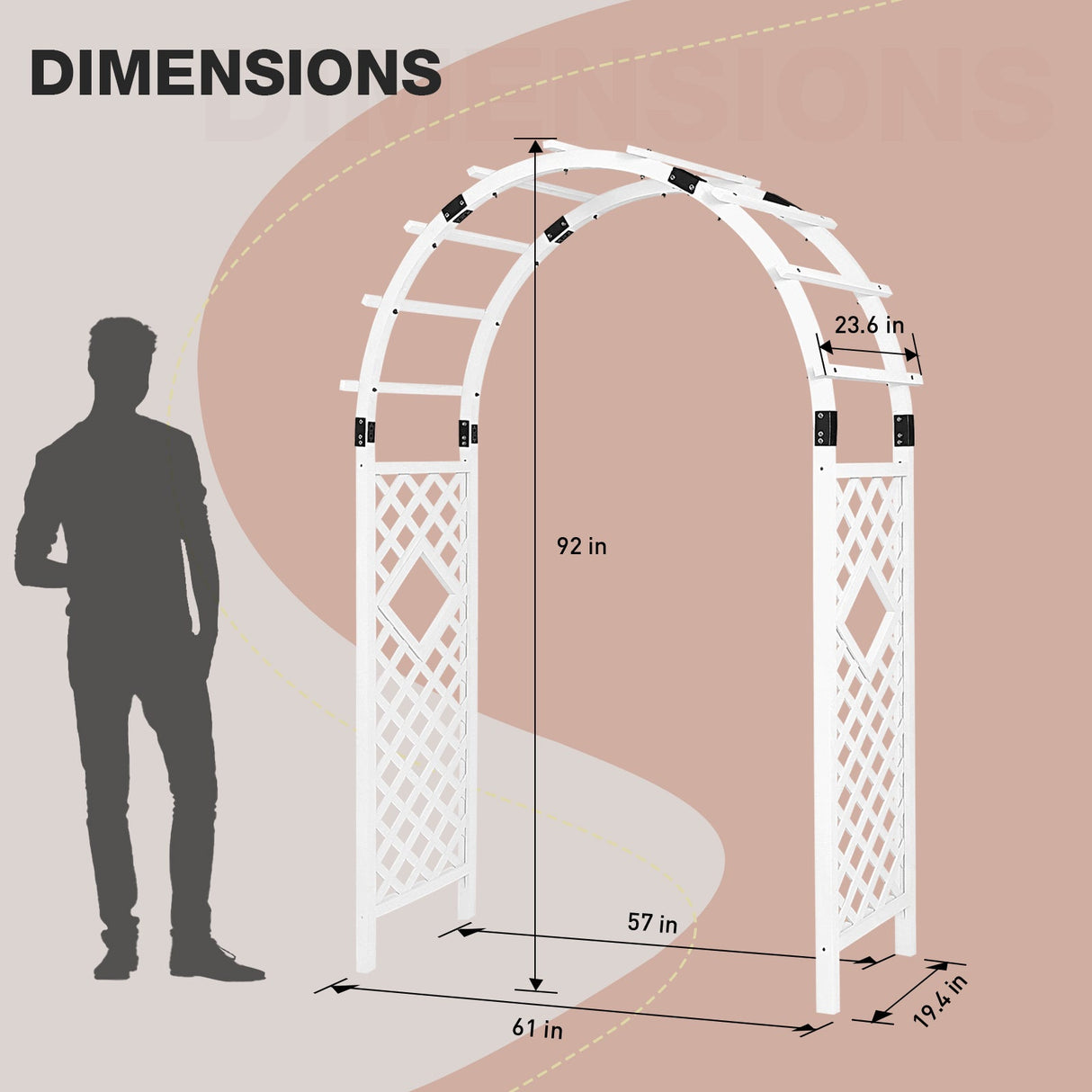 Wood Arbor Garden Trellis Archway, 92 in Wedding Arch - Eagle Peak Custom Canopy Tent